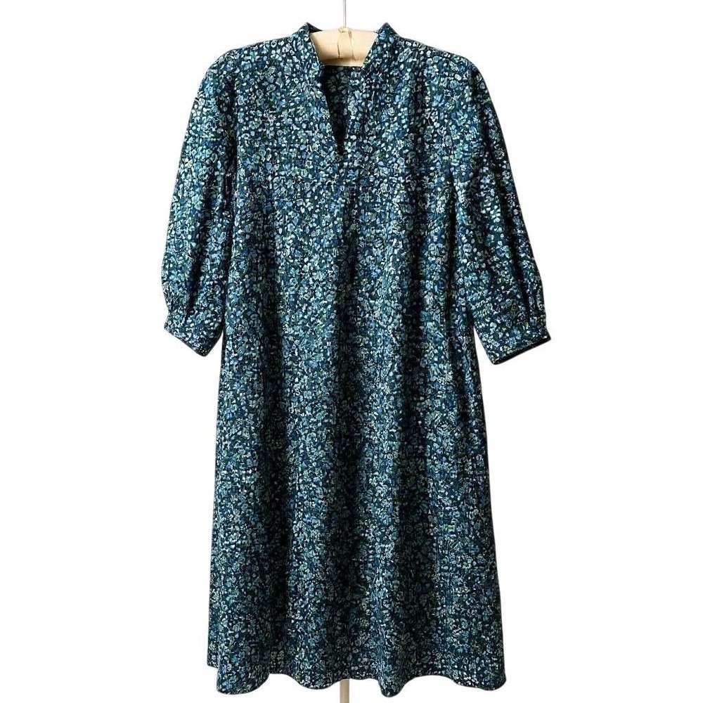 Beverly Drive Women's‎ XS Blue Floral Midi Dress 3/4 Sleeve Cottage Core - CJ